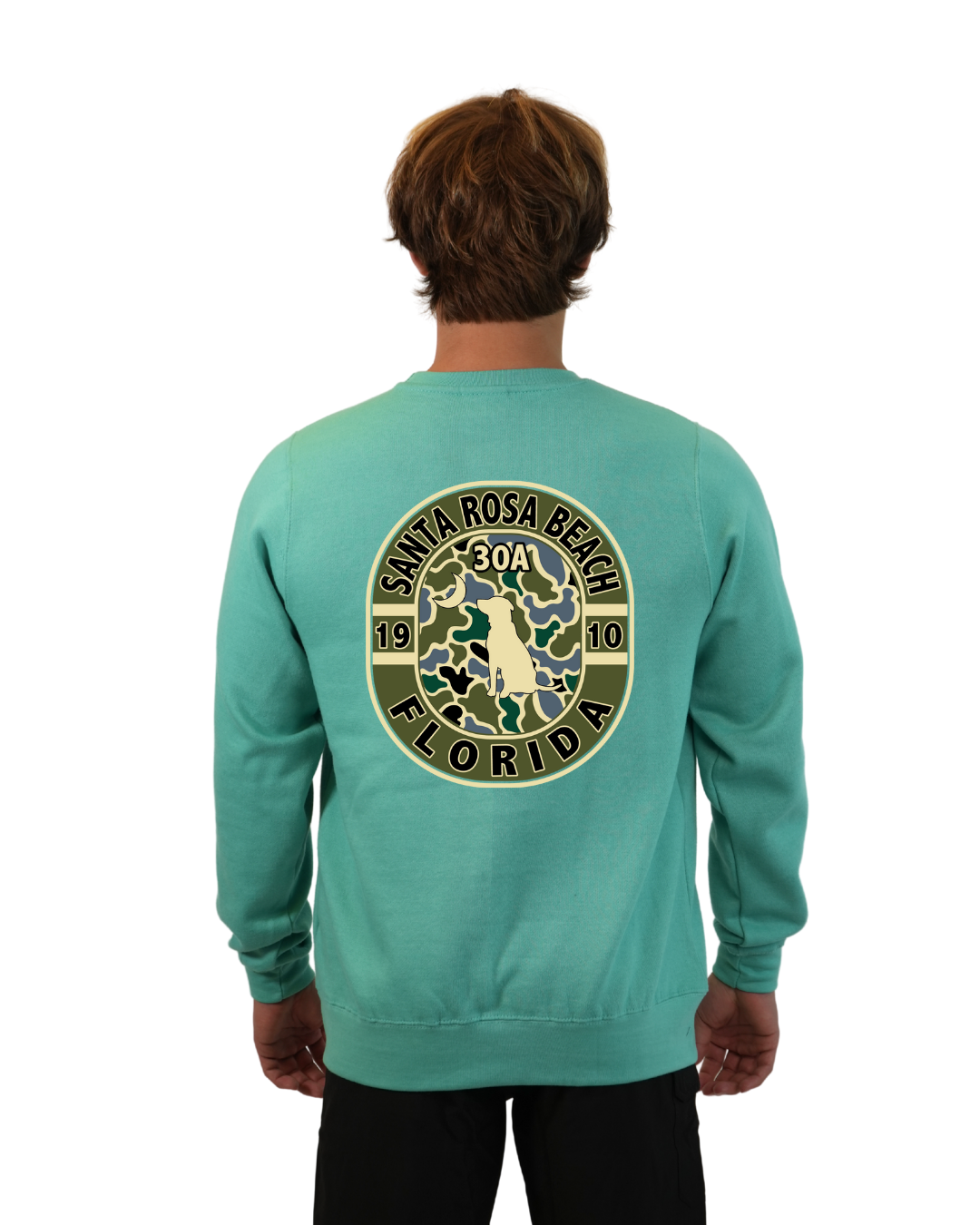 Santa Rosa Beach Dog 1984 Men Crewneck – Camouflage Edition crewneck alvinsisland.com