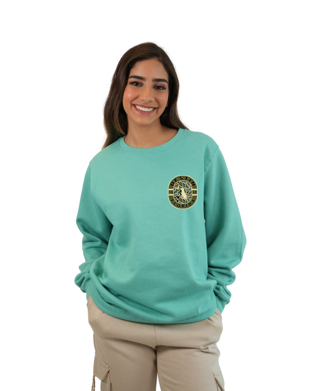 Destin Dog 1984 Women  Crewneck – Camouflage Edition