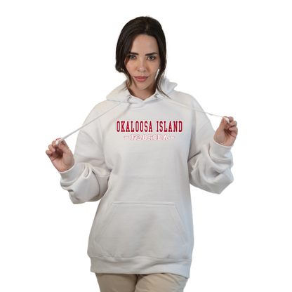 Okaloosa Island Hoodie Women with Red City Name Design Style 252