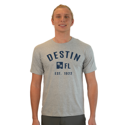 Destin Florida Combed Cotton Men T-Shirt with a Front Palm Trees FL Est. 1922 Design Style CC1000