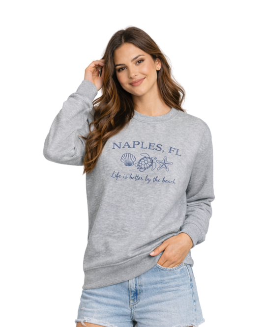 Naples, FL Embroidered Women’s Crewneck crewneck alvinsisland.com S Hea. grey