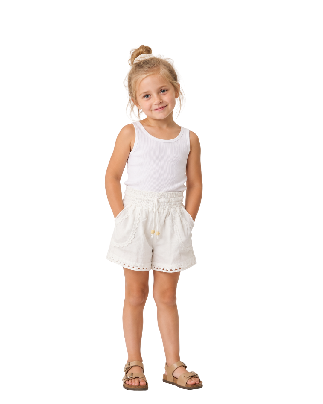Girls Lace Trim Short With Pockets