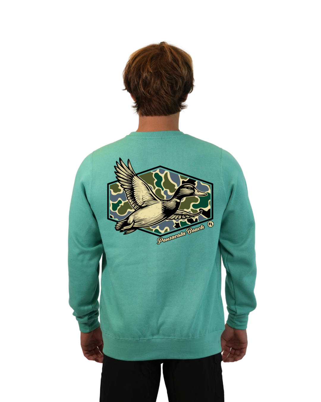 Pensacola Beach Duck Men Crewneck – Camouflage Edition