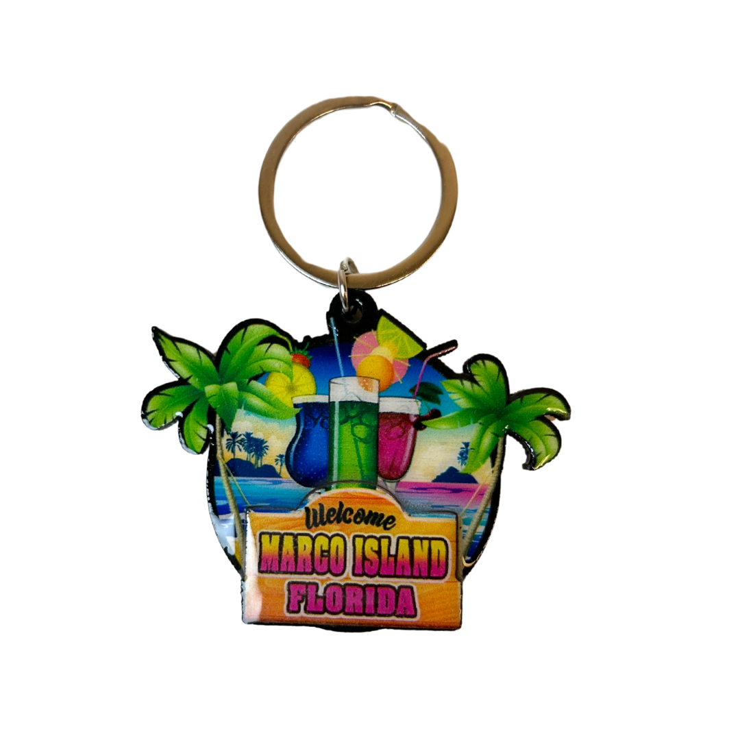 Marco Island Palm Tree 2" Wood Keychain