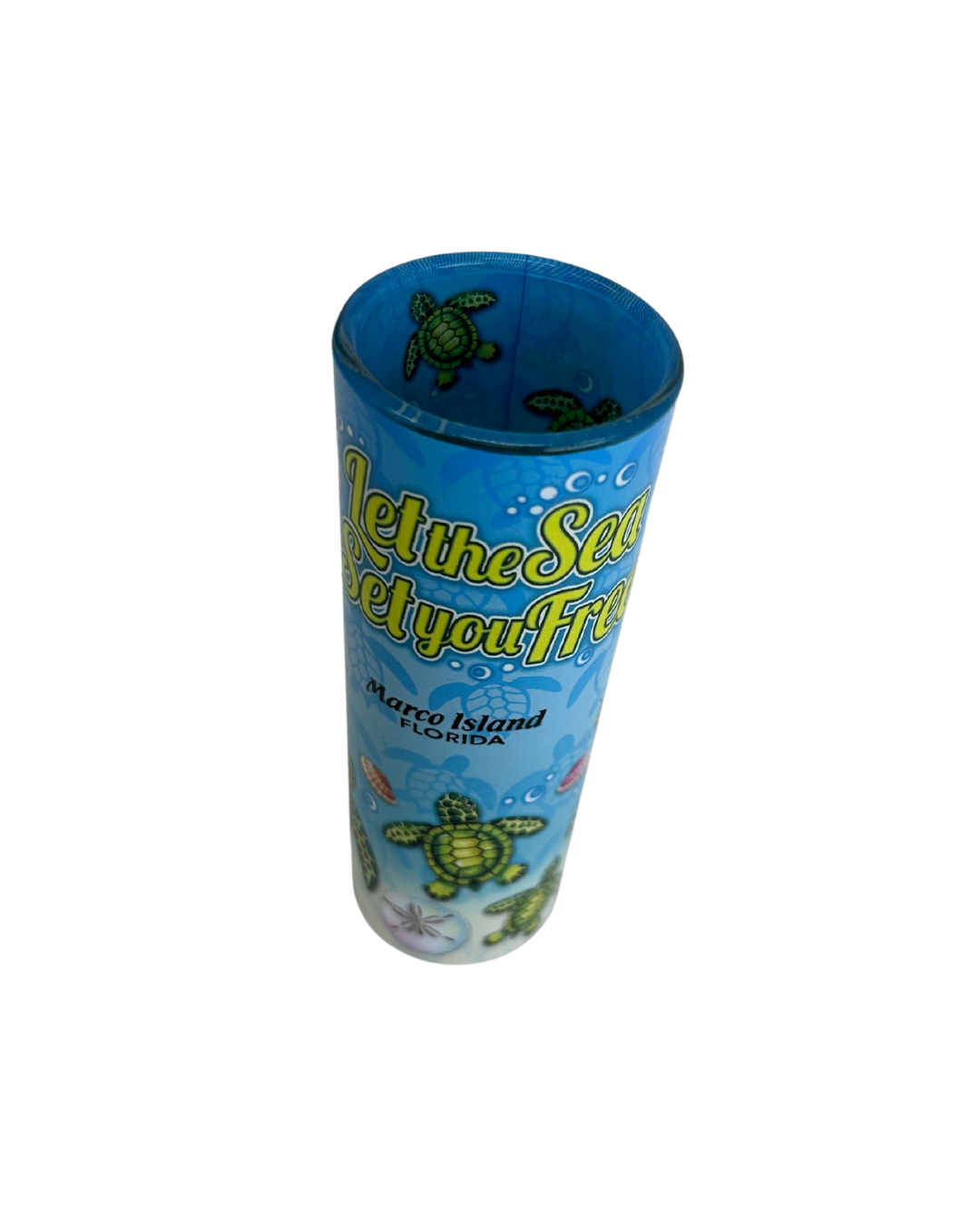 Marco Island Turtle Glass Tube 4"High 1.5 Diameter souvenirs alvinsisland.com