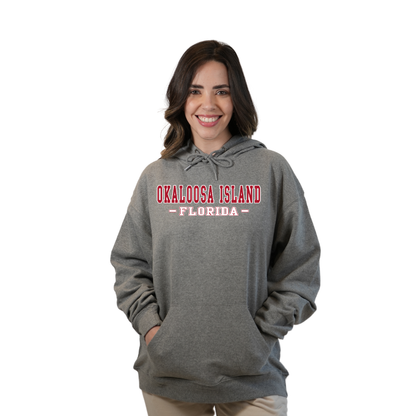 Okaloosa Island Hoodie Women with Red City Name Design Style 252