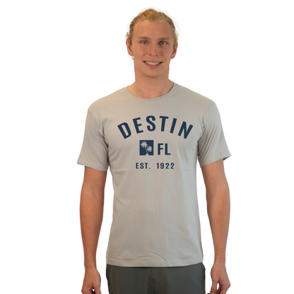 Destin Florida Combed Cotton Men T-Shirt with a Front Palm Trees FL Est. 1922 Design Style CC1000