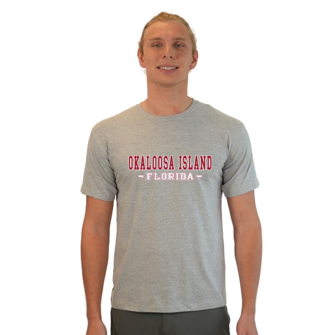 Okaloosa Island Combed Cotton T-Shirt Men with Red City Name Design Style CC1000