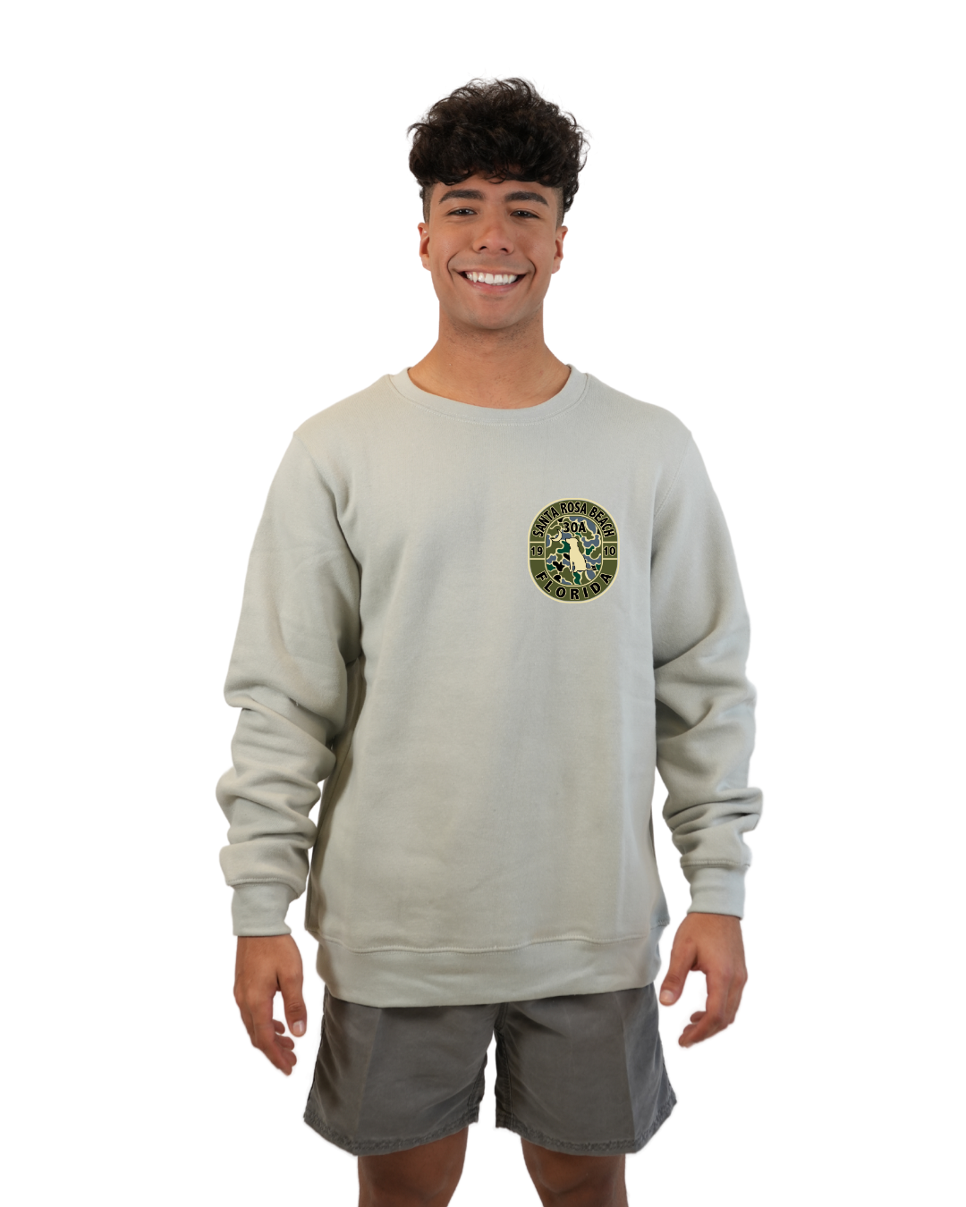 Santa Rosa Beach Dog 1984 Men Crewneck – Camouflage Edition crewneck alvinsisland.com Silver S