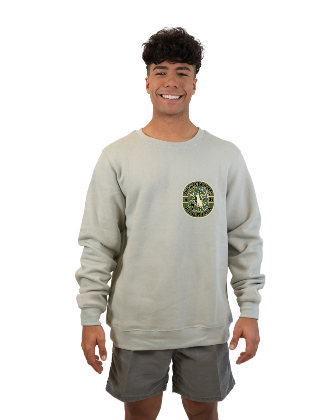 Pensacola Beach Dog 1984 Men  Crewneck – Camouflage Edition