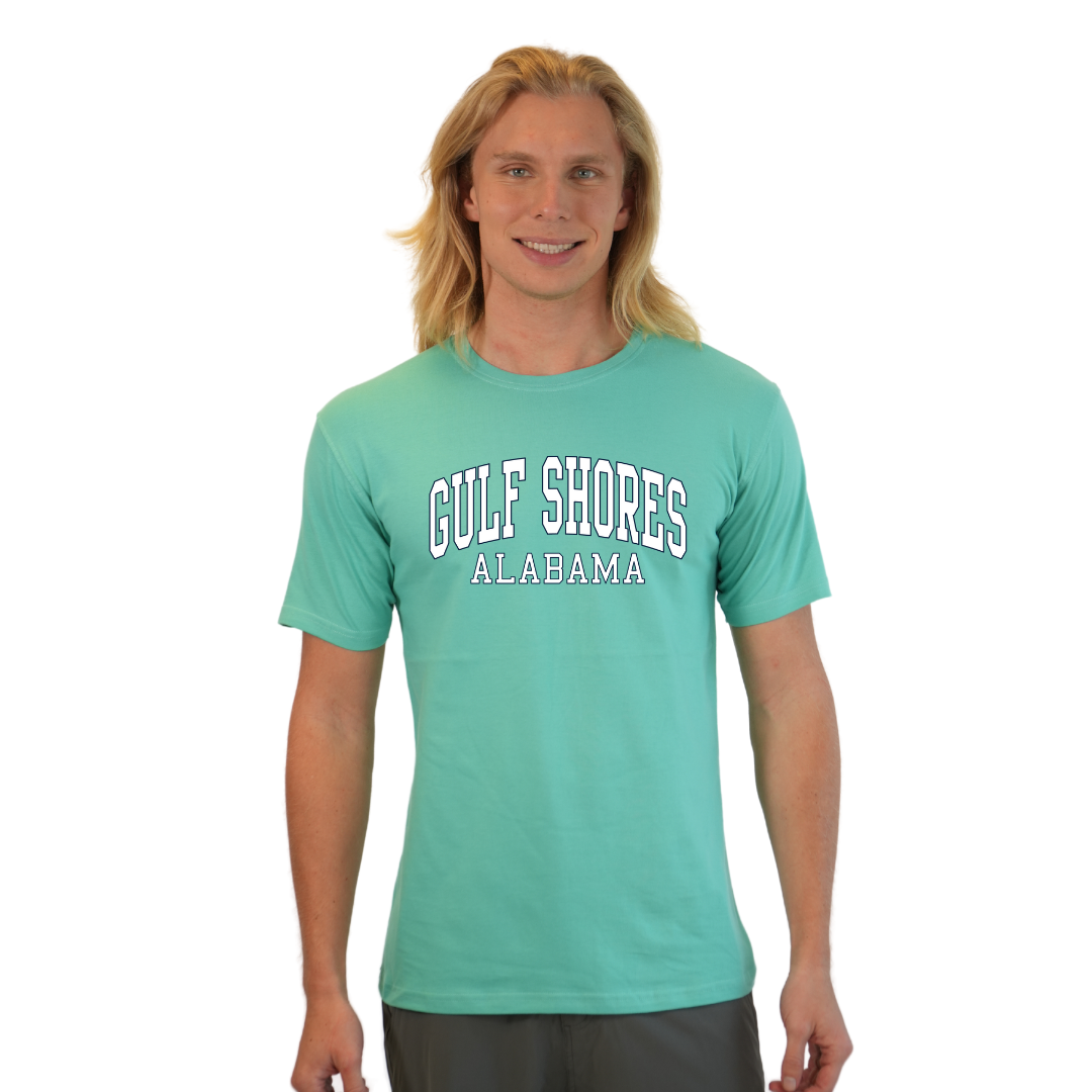 Gulf Shores Alabama Combed Cotton Men T-Shirt with White City Name Style CC1000