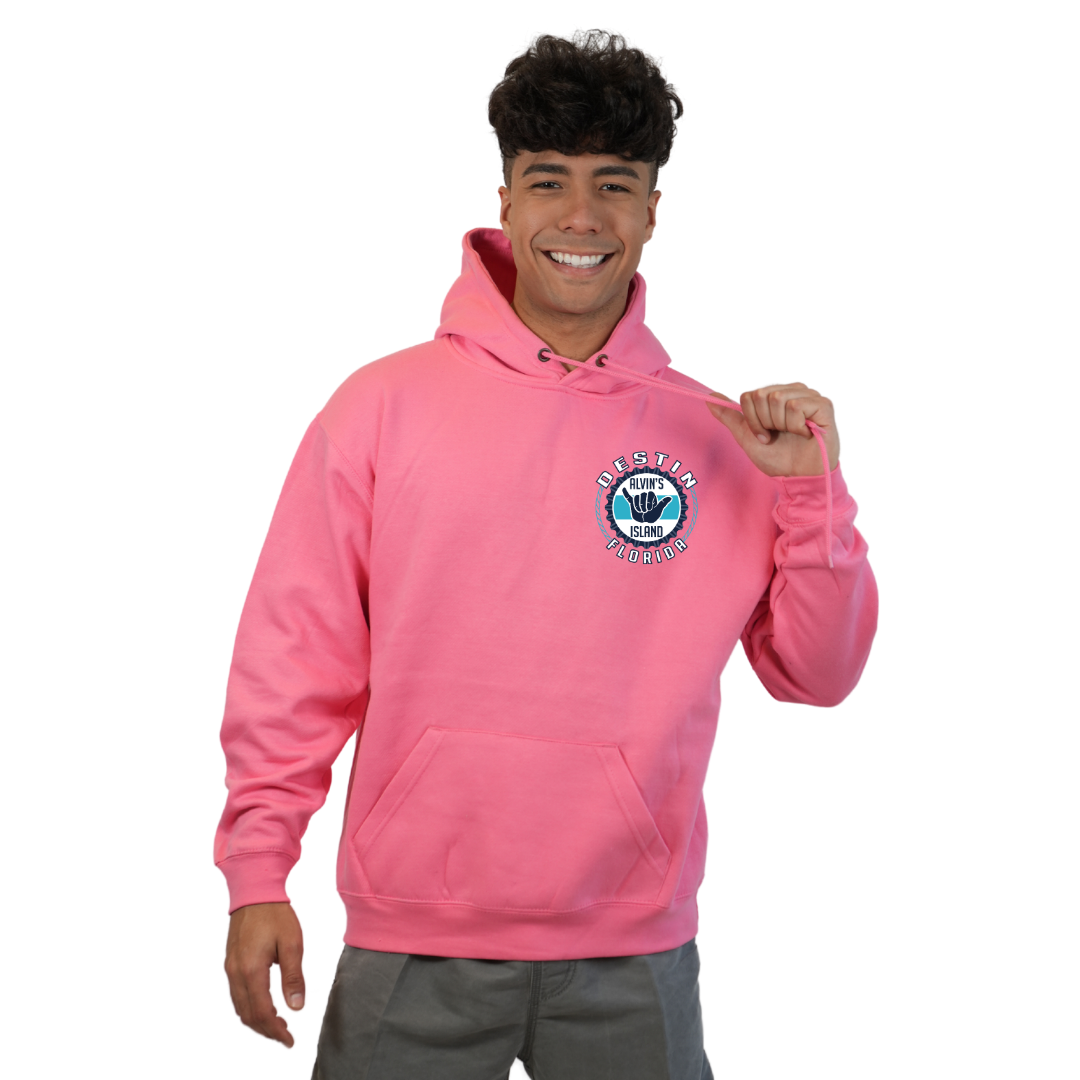 Destin Pullover Hoodie Men with Alvin's Island Hang Loose Front and Back Design Style 252