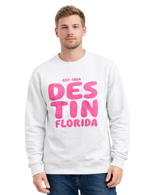 Destin, Fl City Name Crewneck Style AI067C crewneck alvinsisland.com White S