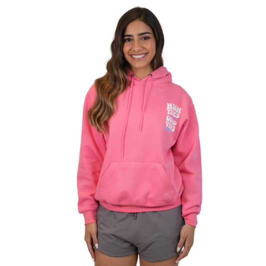 Miami Beach  High Tides Good Vibes Pullover Hoodie Women Flamingo Pink Style 252