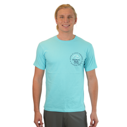 Destin Florida Combed Cotton Men T-Shirt with a Front Pocket Design and back "Living in Salty Paradise" Design Style CC1000