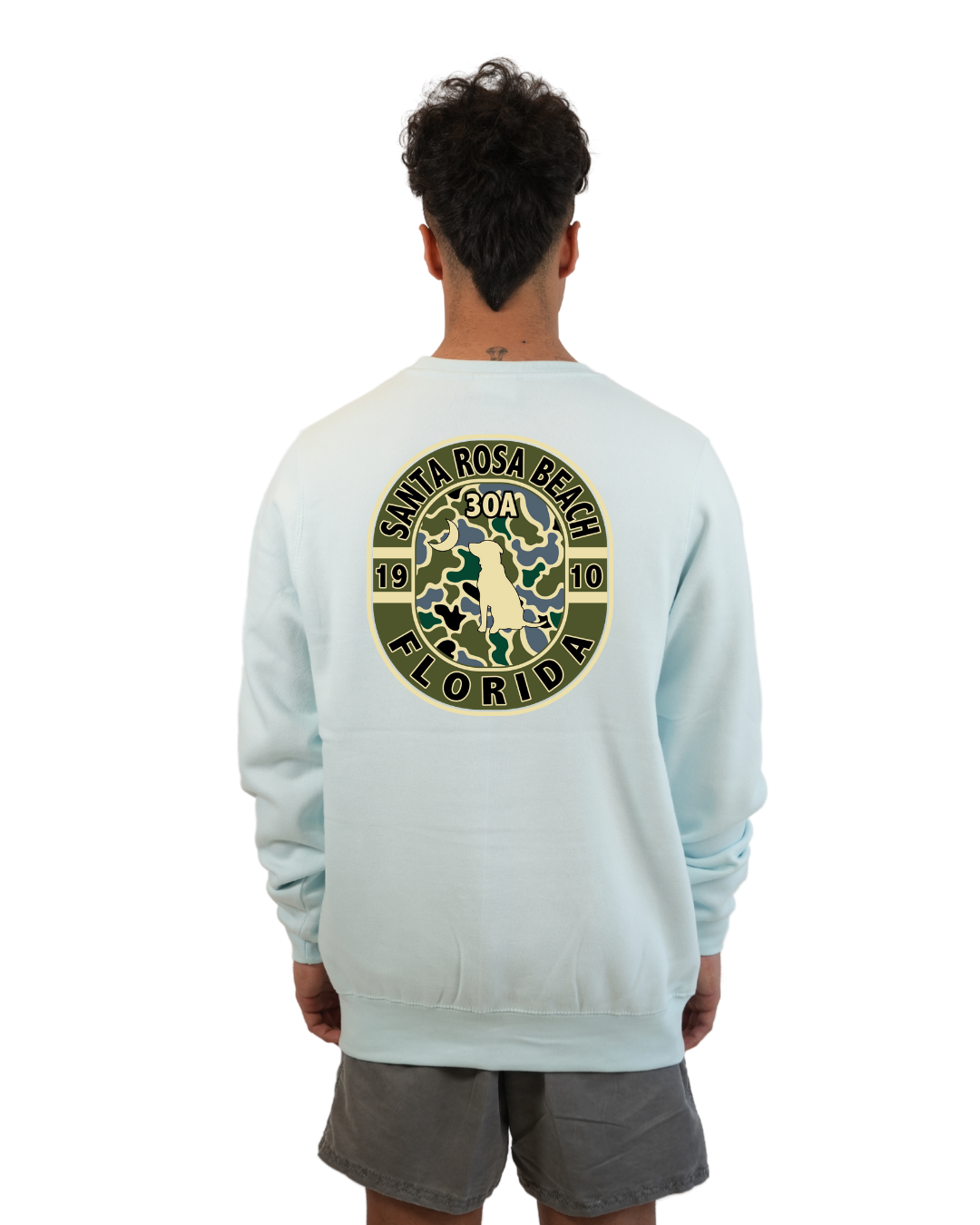 Santa Rosa Beach Dog 1984 Men Crewneck – Camouflage Edition crewneck alvinsisland.com