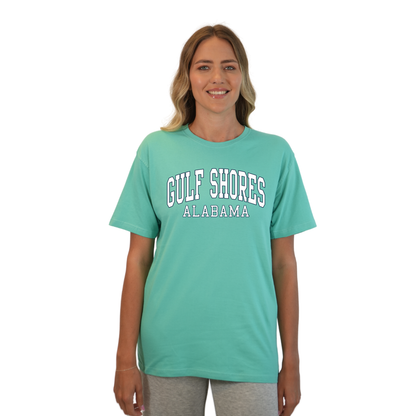 Gulf Shores Alabama Combed Cotton Women T-Shirt with White City Name Style CC1000