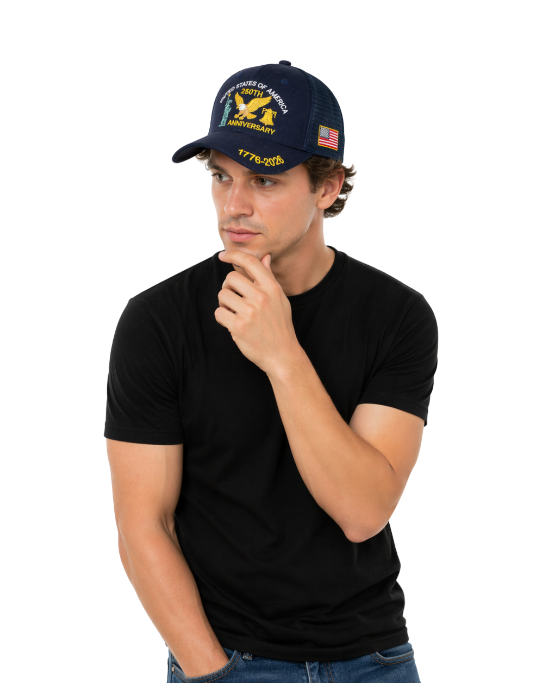 United States of America 250th Anniversary Adjustable Cap CAP alvinsisland.com Navy One size
