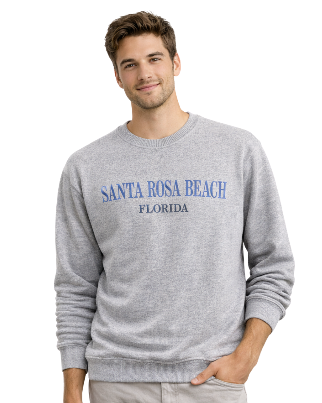 Santa Rosa Beach, Fl Nantucket Crewneck – Embroidered City Name Appliqué (Style AP267AI) crewneck alvinsisland.com Lt.Blue S