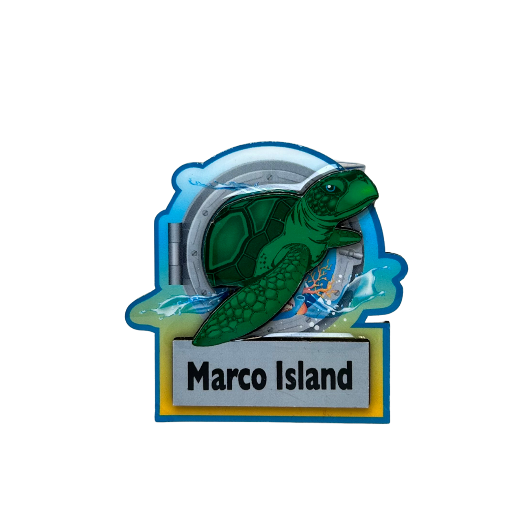 Marco Island Turtle Colorfull Magnet Poly/ Wood