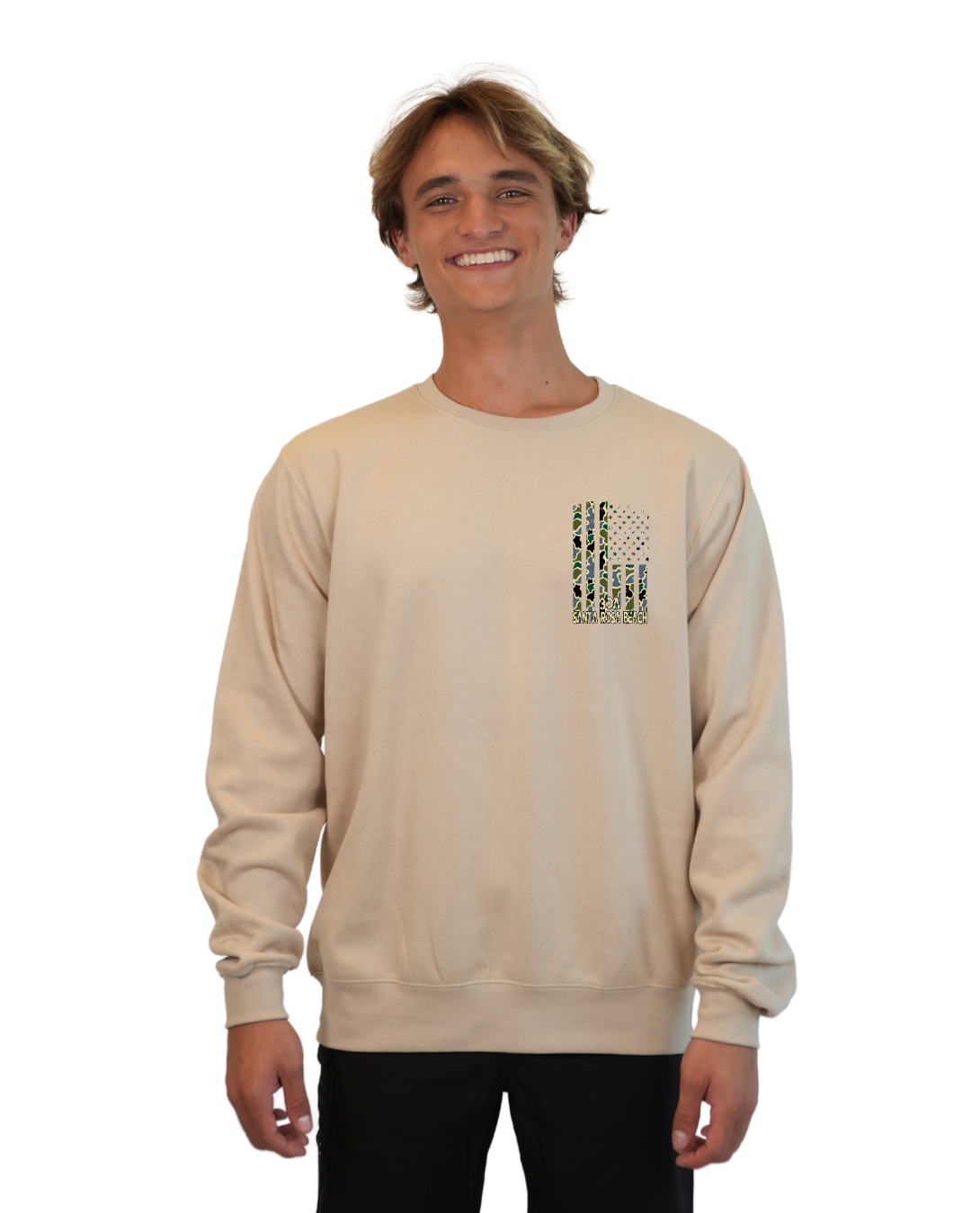 Santa Rosa Flag Men  Crewneck – Camouflage Edition