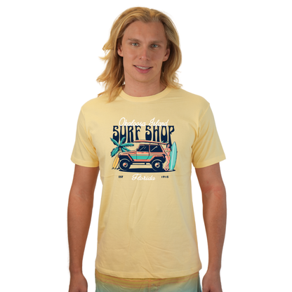 Okaloosa Island Combed Cotton T-Shirt  Men  with Surf Shop Front Design Style CC1000