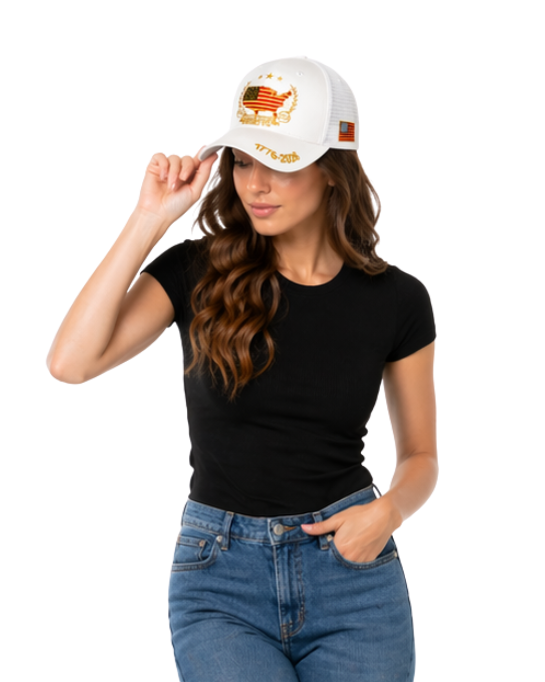United States of America 250th Anniversary Adjustable Cap CAP alvinsisland.com White One size