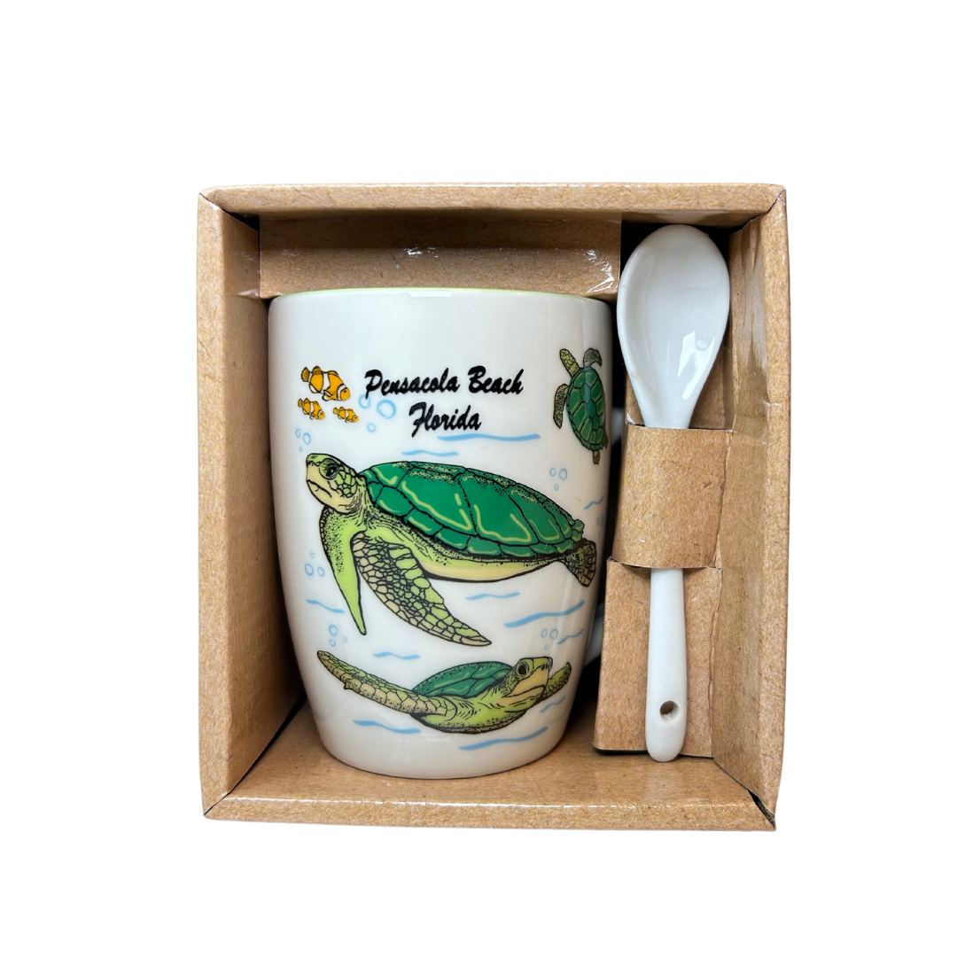 Pensacola beach, Fl Turtle Mug With Spoon