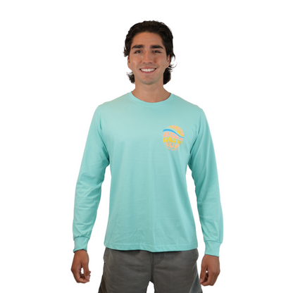 Miami Here Comes The Sun, Seablue Unisex Lightweight Long Sleeve Style Prv001