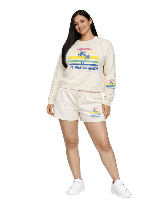 Ft. Walton Beach, Palm Trees / Stripes Short Set (Two Piece) Clothing alvinsisland.com Oyster S