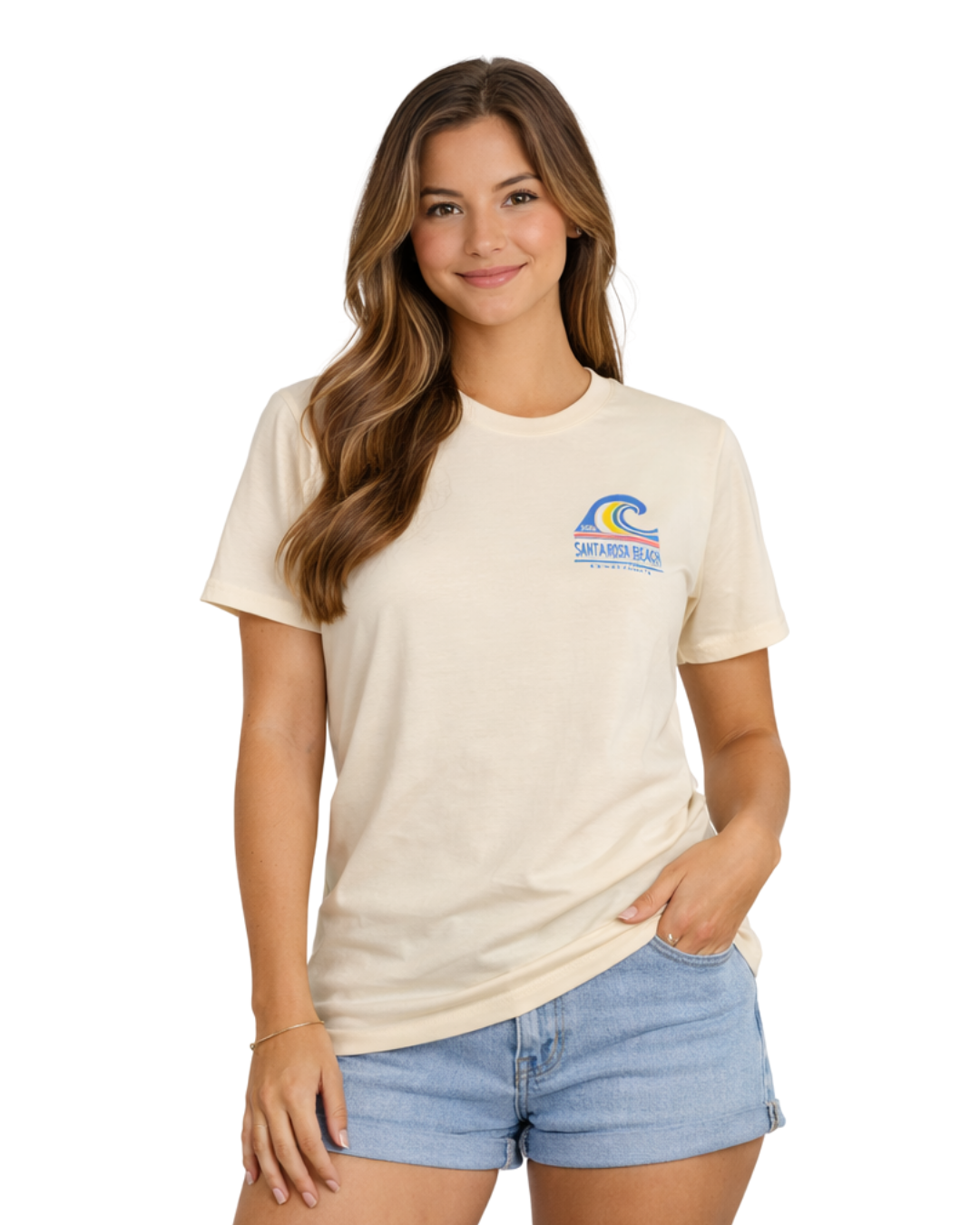 Santa Rosa Beach, Fl Good Vibes Design Women’s T-Shirt T-SHIRT alvinsisland.com S Soft Yellow