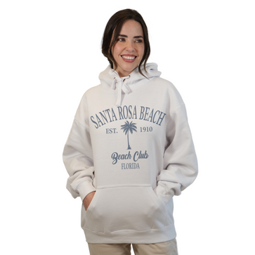 Santa Rosa Beach Pullover Hoodie Women with Big Front Palm Tree