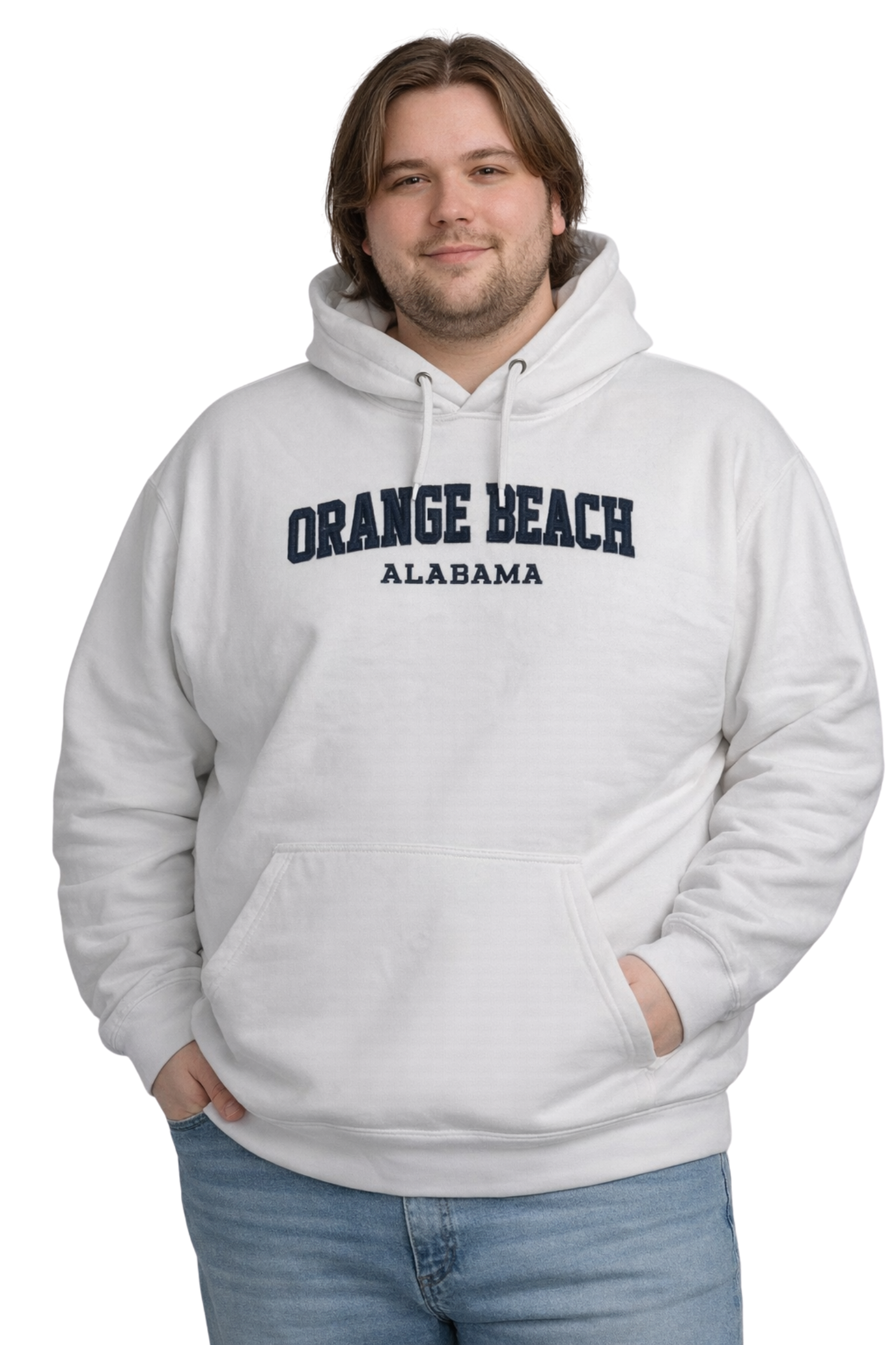 Orange Beach, Hoodie Embroidered City Name Appliqué