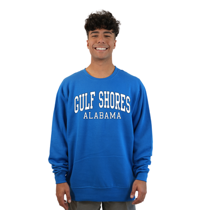 Gulf Shores Alabama Fleece Crewneck Sweatshirt Men with Big Front Letters Design Style 067