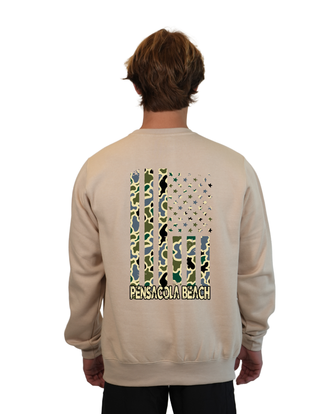 Pensacola Beach Flag Men  Crewneck – Camouflage Edition