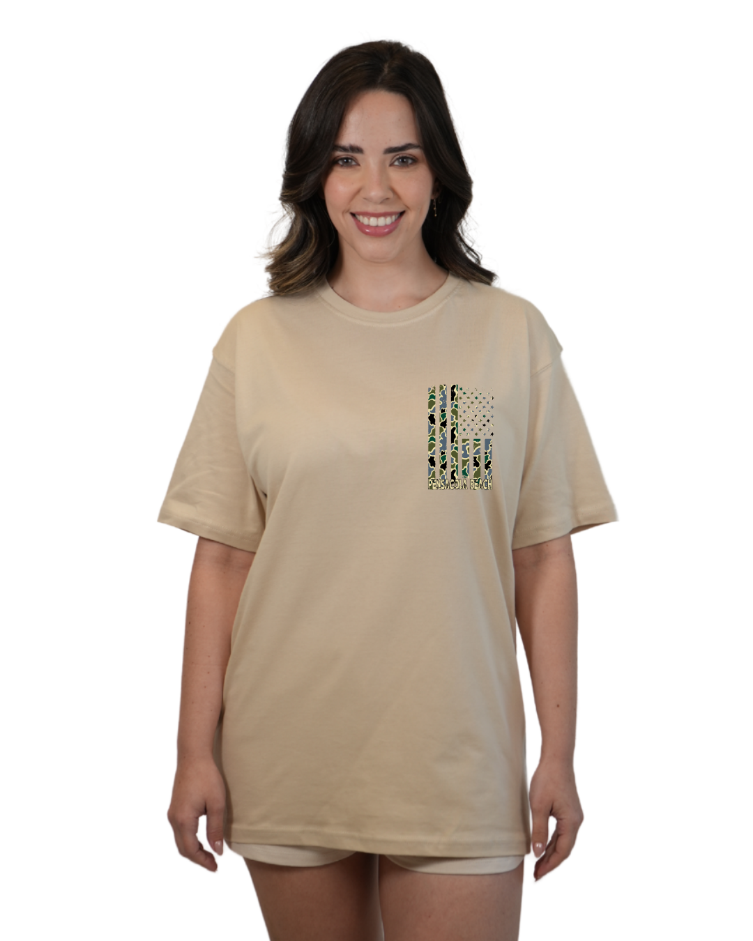 Pensacola American Women Flag T-Shirt – Camouflage Edition