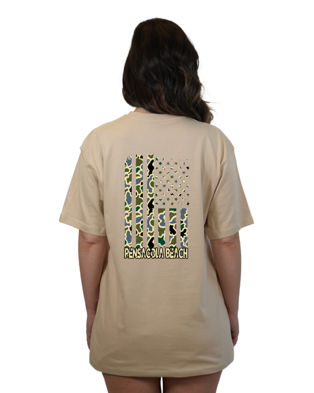 Pensacola American Women Flag T-Shirt – Camouflage Edition