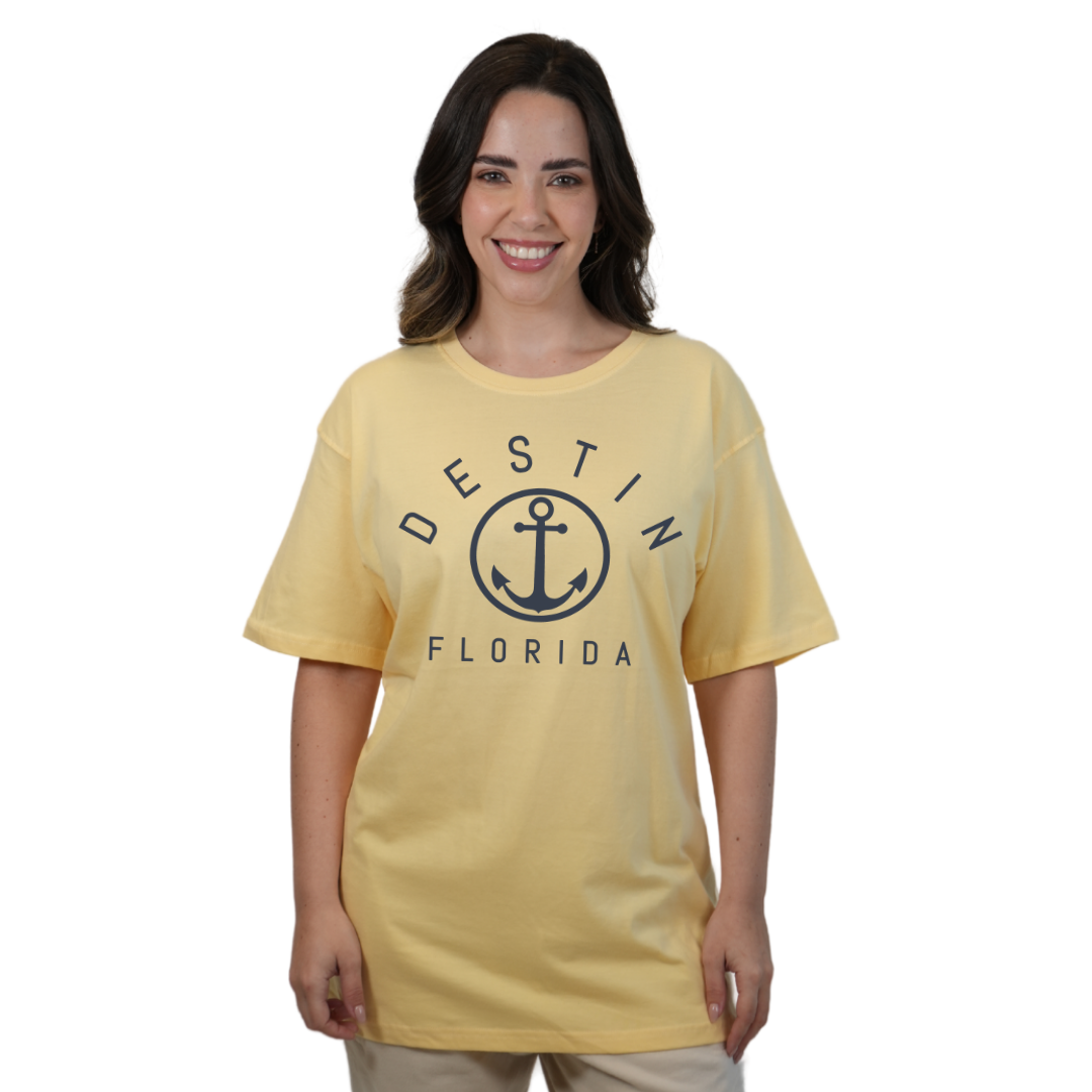 Destin Florida Combed Cotton Women T-Shirt with a Front Nautical Design Style CC1000