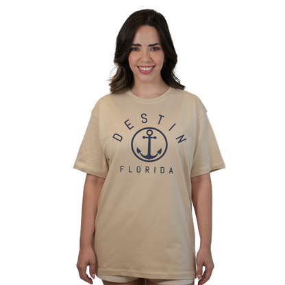 Destin Florida Combed Cotton Women T-Shirt with a Front Nautical Design Style CC1000