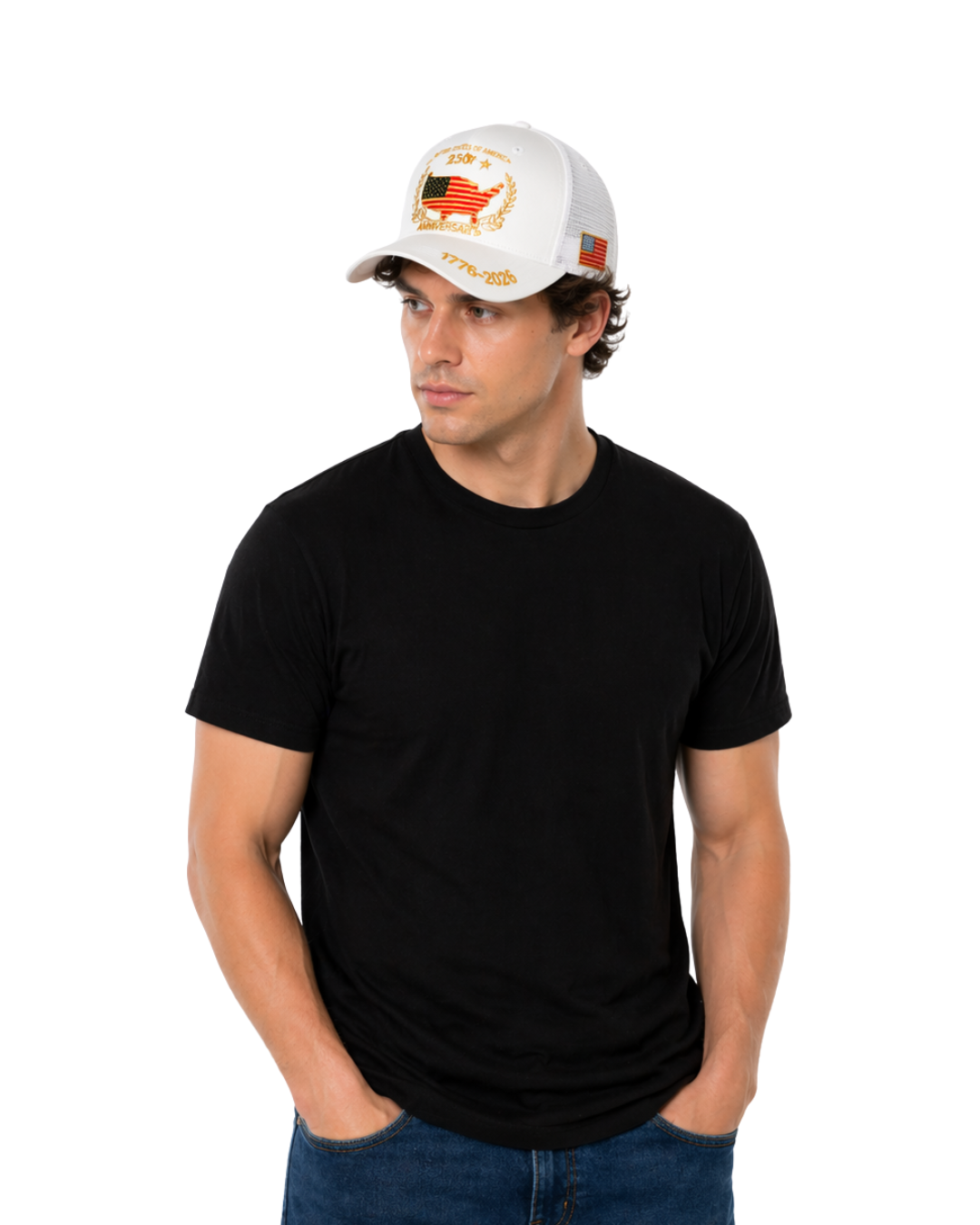 United States of America 250th Anniversary Adjustable Cap CAP alvinsisland.com White One size