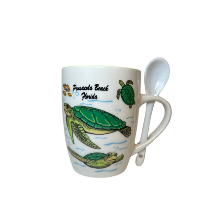 Pensacola beach, Fl Turtle Mug With Spoon