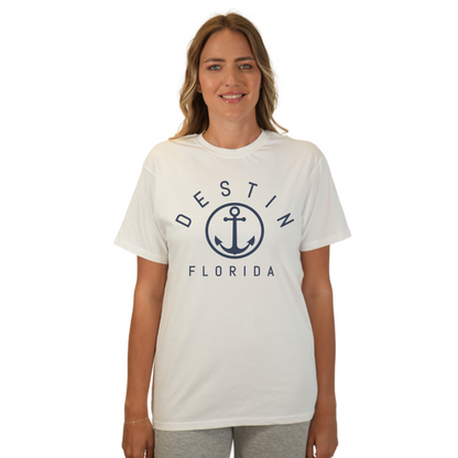 Destin Florida Combed Cotton Women T-Shirt with a Front Nautical Design Style CC1000