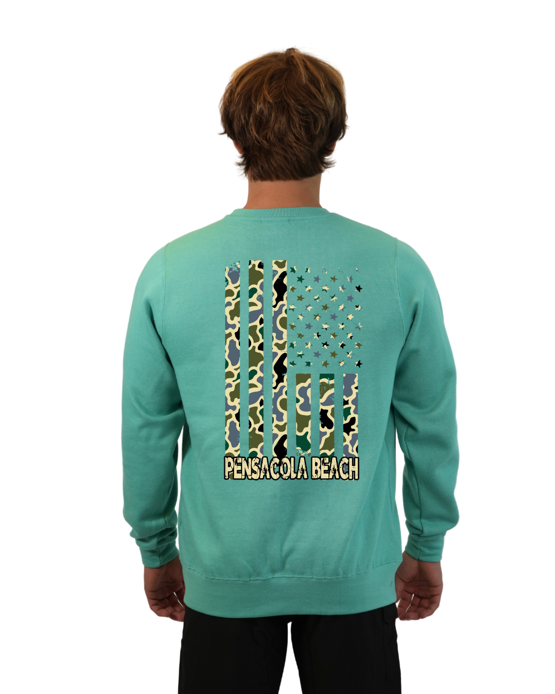 Pensacola Beach Flag Men  Crewneck – Camouflage Edition
