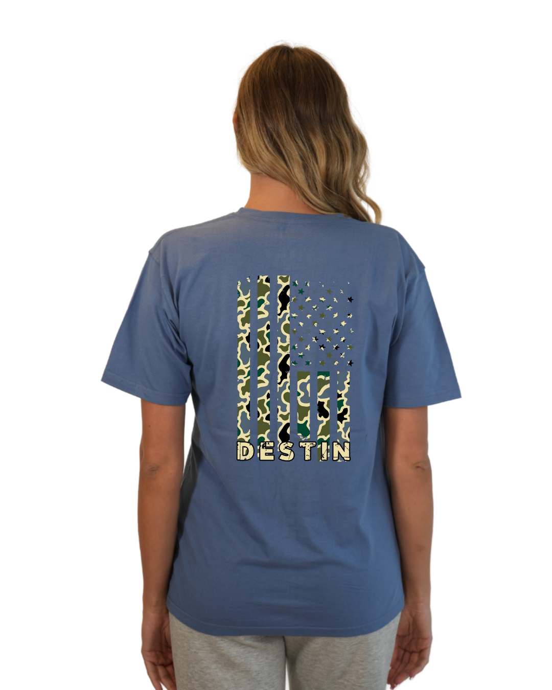Destin American Flag T-Shirt – Camouflage Edition T-SHIRT alvinsisland.com