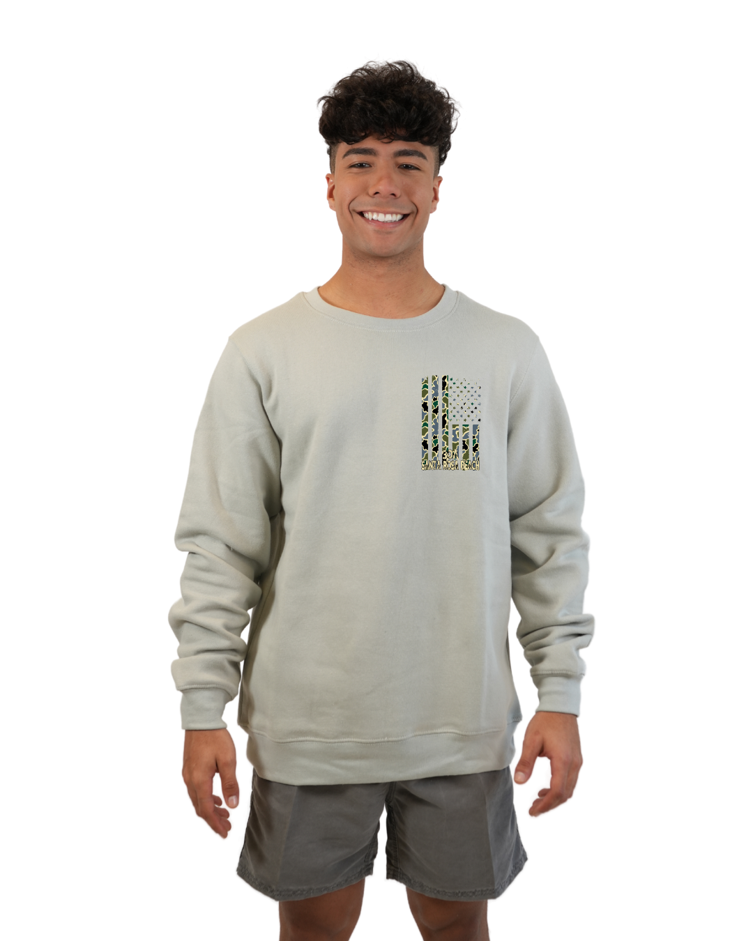 Santa Rosa Flag Men  Crewneck – Camouflage Edition