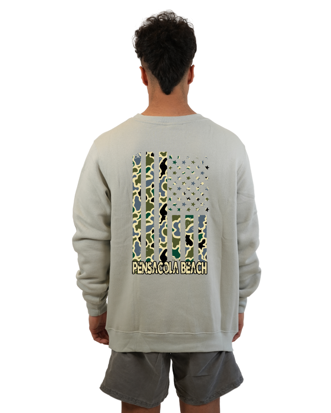 Pensacola Beach Flag Men  Crewneck – Camouflage Edition