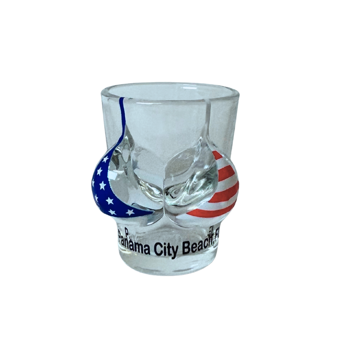 Panama City Beach, Fl Bikini Bust 3d Shot Glass souvenirs alvinsisland.com Flag