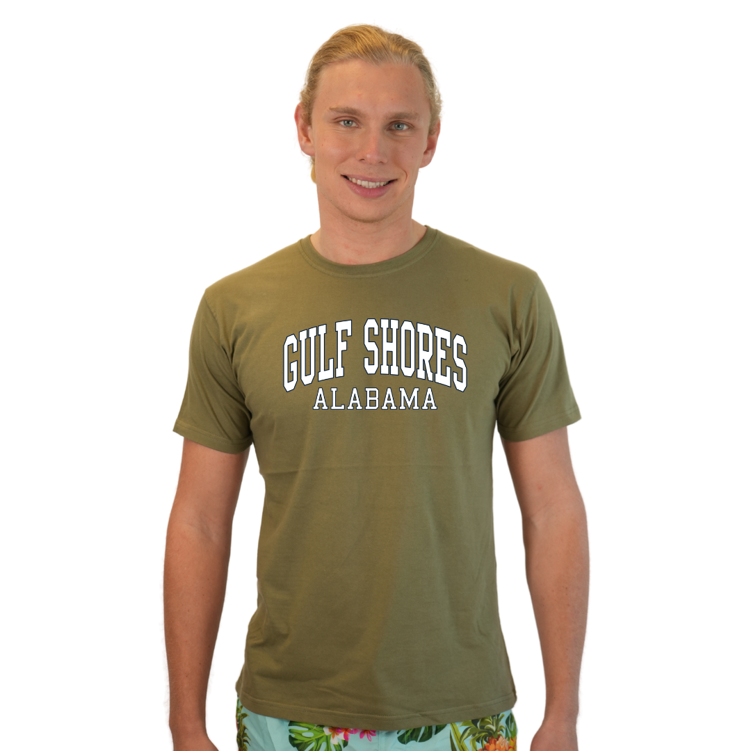 Gulf Shores Alabama Combed Cotton Men T-Shirt with White City Name Style CC1000