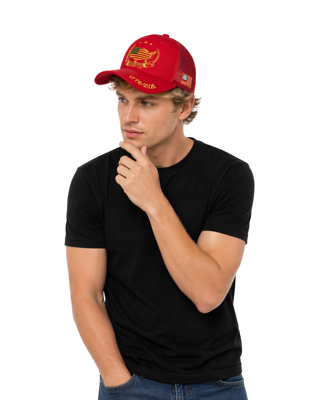 United States of America 250th Anniversary Adjustable Cap CAP alvinsisland.com Red One size