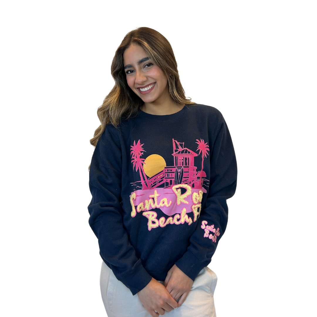 Santa Rosa Fl, Crewneck Women with texture patch on the front and the sleeve Style 067